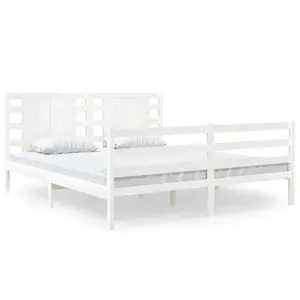 Berkfield Bed Frame White Solid Wood Pine 135x190 cm 4FT6 Double