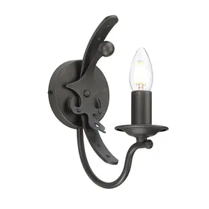 Elstead Windsor 1 Light Candle Wall Light - Graphite, E14