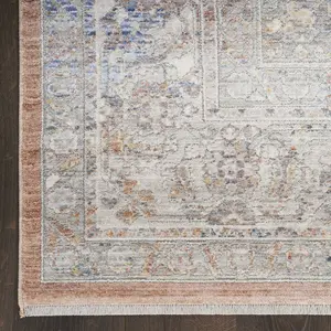 Blue Multicolour Floral Bordered Traditional Rug For Dining Room Bedroom & Living Room-160cm X 229cm