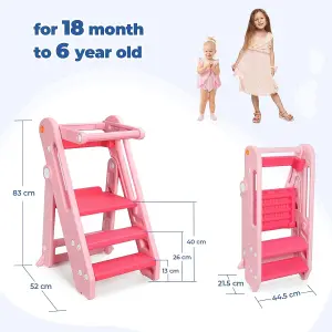 Foldable 2 or 3 Step Stools, Pink Large Plastic Sink Step Stool