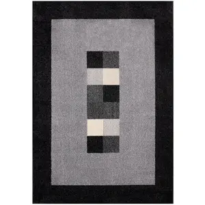 Ephesus Collection Modern Rugs Grey Black  7439GB