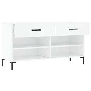 Berkfield Shoe Bench White 102x35x55 cm Engineered Wood