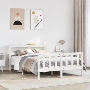 Berkfield Bed Frame without Mattress White 150x200 cm King Size Solid Wood Pine