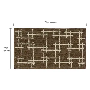 JVL Vector Machine Washable Latex Backed Doormat, 40x70cm, Brown