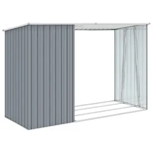 Peace Garden Firewood Shed 245x98x159 cm Galvanised Steel Grey