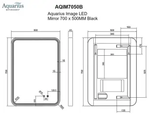 Aquarius Image LED Mirror 700 x 500MM Black