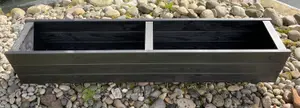 Large Wooden Black Trough Planter Garden Rectangular Window Box Fully Assembled 1100mm