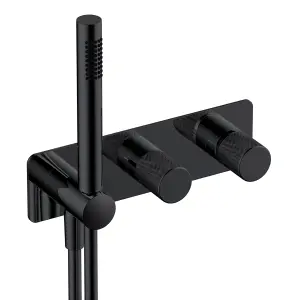 RAK Amalfi Thermostatic Concealed Dual Outlet Shower Valve with Handset - Matt Black