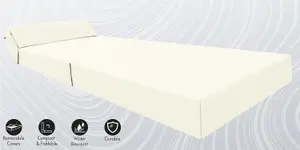 Fold Out Z Bed Chair Sofa Lounger With Pillow - Cream