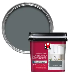 V33 Renovation Charcoal Grey Satinwood Cupboard & cabinet paint, 750ml