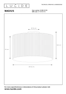 Lucide Magius Scandinavian Flush Ceiling Light 42cm - 1xE27 - Light Wood