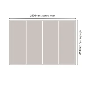 Minimalist Panelled Grey 4 door Sliding Wardrobe Door kit (H)2260mm (W)2400mm