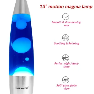 Innoteck 13" Soothing Motion Lava Lamp - White Lava, Blue Liquid