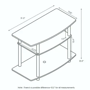 Furinno Turn-N-Tube No Tools 3-Tier TV Stands, French Oak Grey/Black