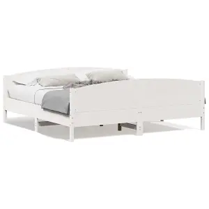 Berkfield Bed Frame without Mattress White 200x200 cm Solid Wood Pine