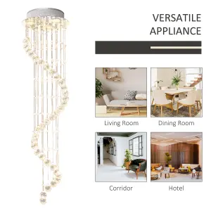 HOMCOM Modern Crystal Droplet Ceiling Light Stainless Steel Bedroom Hallway