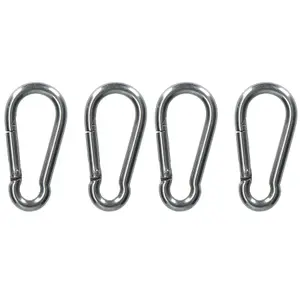 Carabiner Carbine Hook Snap Shackle 6mm Marine Grade Stainless Steel 4 PACK