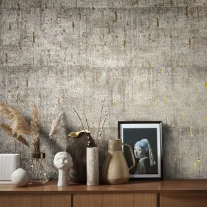 Galerie Earth Collection Brown Aged Concrete Metallic Texture Wallpaper Roll