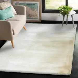 Modern carpet TEDDY NEW wool 45 shaggy, plush, very thick cream 160x220 cm