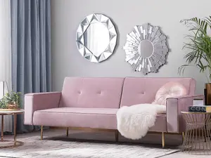 Beliani Glam Sofa Bed VISNES Pink Velvet