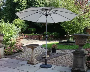 Ivory 2.7m Crank and Tilt LED Strip Parasol (38mm Pole, 8 Ribs)