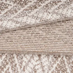 Neutral Beige Brown Herringbone Scandi Fringed Area Rug 160cm x 230cm