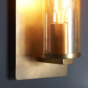 Luminosa Palermo Wall Lamp Brass Patina & Champagne Lustre Glass