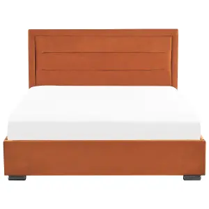 Velvet EU Double Size Ottoman Bed Orange ROUEN