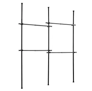 House of Home Telescopic Clothes Rail Double Wardrobe Hanging Rack Adjustable Storage Black