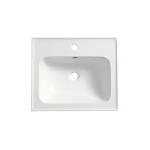 Cadence White Stone Rectangular Bathroom Sink with Overflow 30cm H x 50cm W x 26cm D