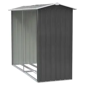 Anthracite Patio Deck Metal Log Store Garden Log Storage Shed with Sloping Roof