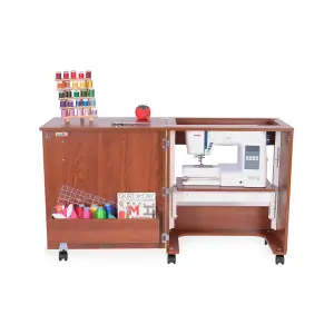 Judy Fold-away Sewing Cabinet in Teak