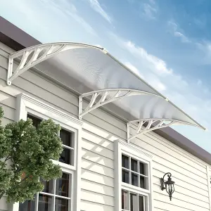 Cream Outdoor Front Door Canopy Awning Window Rain Shelter W 190 cm x D 100 cm x H 28 cm