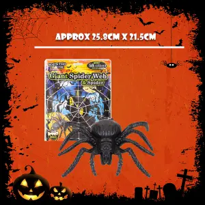 Giant Halloween Spider Web with Spider Decoration Trick or Treat 5ft/154cm White