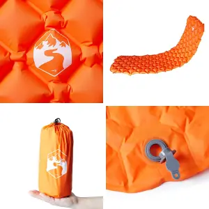 Inflating Camping Mattress 1-Person Orange 190x58x6 cm