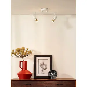 Lucide Caro-Led Modern Twin Ceiling Spotlight - LED - GU10 - 2x5W 2700K - White