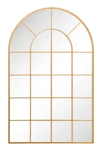 MirrorOutlet The Arcus Gold Framed Arched Window Garden Mirror 190CM x 120CM