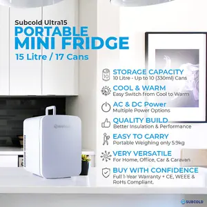 Subcold Ultra 15L Mini Fridge - White