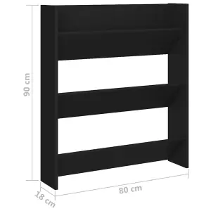 Berkfield Wall Shoe Cabinet Black 80x18x90 cm Engineered Wood