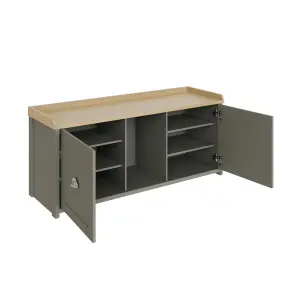 GFW Lancaster 2 Door Shoe Bench Grey