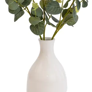 25cm Eucalyptus stems Artificial plant in Natural Ceramic Bottle vase