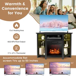 Costway Fireplace TV Stand for TVs up to 50 Inches Electric Fireplace Insert LED Lights