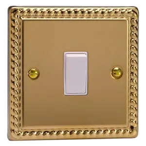 Varilight 1-Gang 20A Double Pole Rocker Switch Georgian Brass