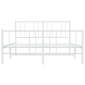 Berkfield Metal Bed Frame with Headboard and Footboard White 150x200 cm 5FT King Size