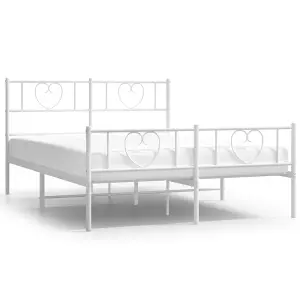 Berkfield Metal Bed Frame with Headboard and Footboard White 120x190 cm 4FT Small Double