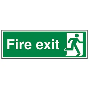 FIRE EXIT Safety Sign Man Right - 1mm Rigid Plastic - 300X100mm