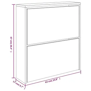 Shoe Cabinet with Mirror 2-Layer Grey Sonoma 63x17x67 cm