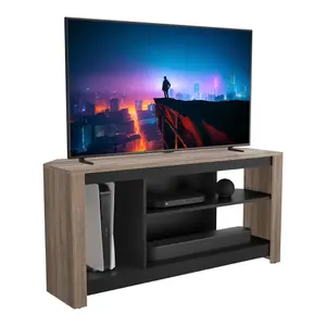 AVF CAG120GO Calibre Alto 1200 Corner TV Stand with Vertical Storage - Rustic Oak