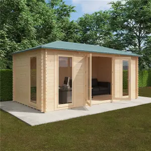 20ft x 10ft (5950mm x 2982mm) Horsforth "The Brooklyn" 44mm Log Cabin With 4 Opening Windows