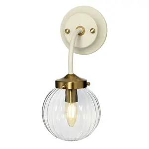 Wall Light Sconce Cream Painted + Aged Brass Finish Plated LED E14 60W Bulb